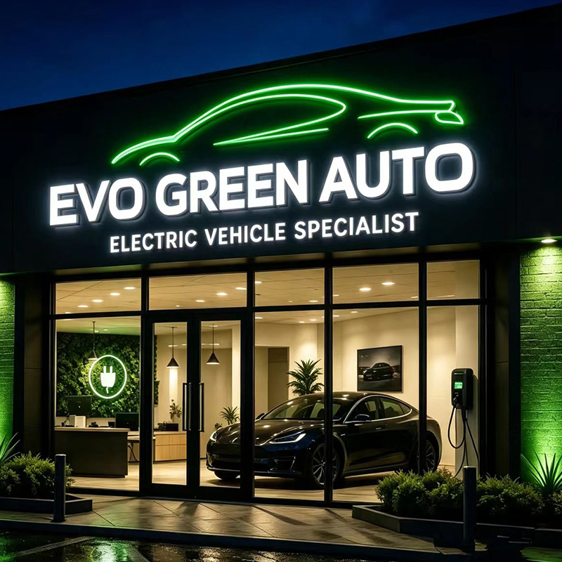 Auto Repair Shop Logo Design - 맞춤형 LED 백라이트 문자 간판, 실외