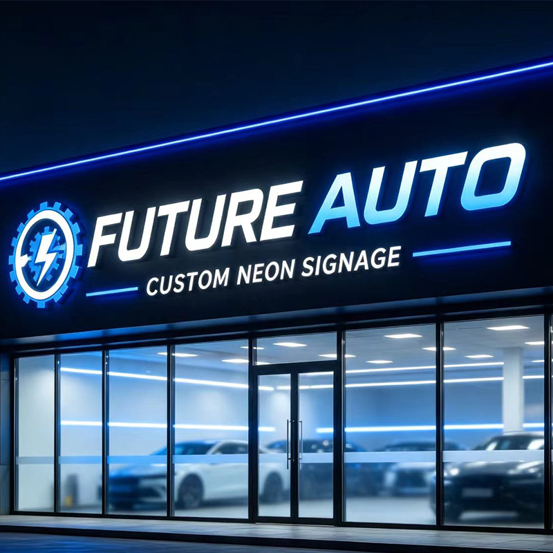 Auto Repair Shop Logo Design - 3D 맞춤형 LED 조명 문자 간판,